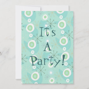 Invitations de Motifs rétro bleu/vert trop mignons