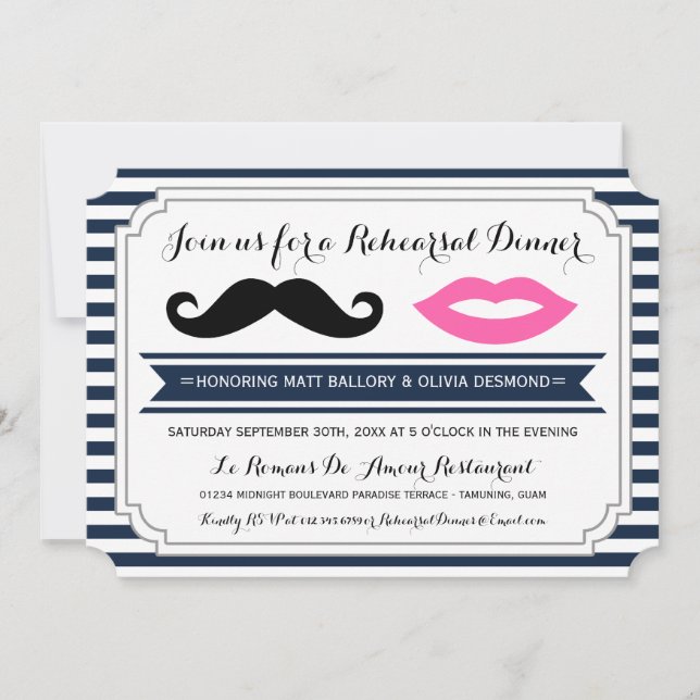 Invitations de moustache et de dîner de répétition (Devant)