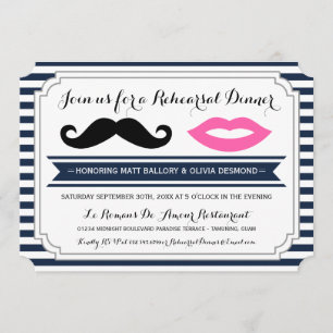 Invitations de moustache et de dîner de répétition