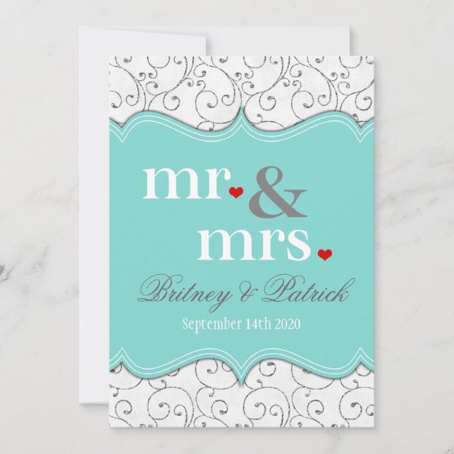 Invitations de Mr & Mme Blue Wedding (Devant)
