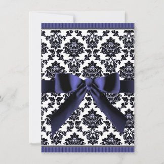 Invitations de Navy Blue & Black Mariage damassé