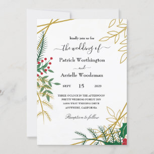 Invitations de noces de Noël feuilles