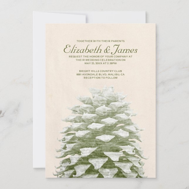 Invitations de noces de pin blanc (Devant)