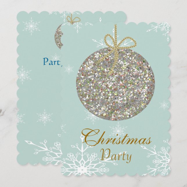 Invitations de Noël avec ornements et flocon de ne (Devant / Derrière)