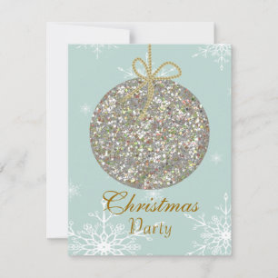Invitations de Noël avec ornements et flocon de ne