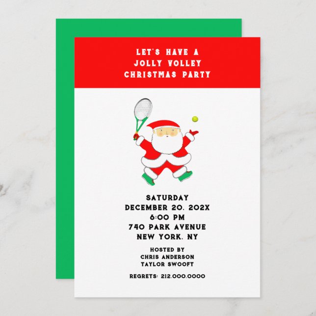 Invitations de Noël de tennis (Devant / Derrière)