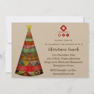 Invitations de Noël d'entreprise Folkart rustique