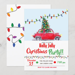 Invitations de Noël Holly Jolly