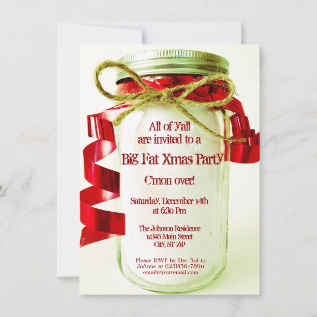 Invitations de Noël Rustic Mason Jar (Devant)