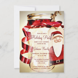 Invitations de Noël Rustic Mason Jar