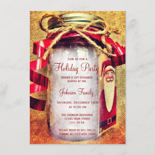 Invitations de Noël Rustic Mason Jar
