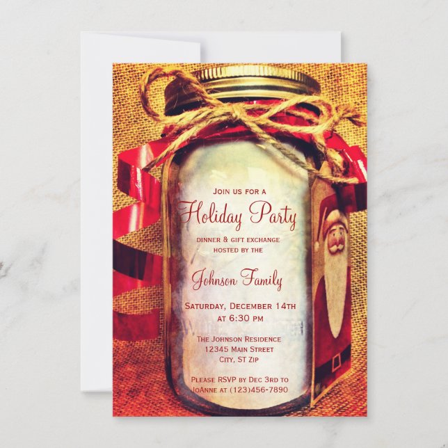 Invitations de Noël Rustic Mason Jar (Devant)