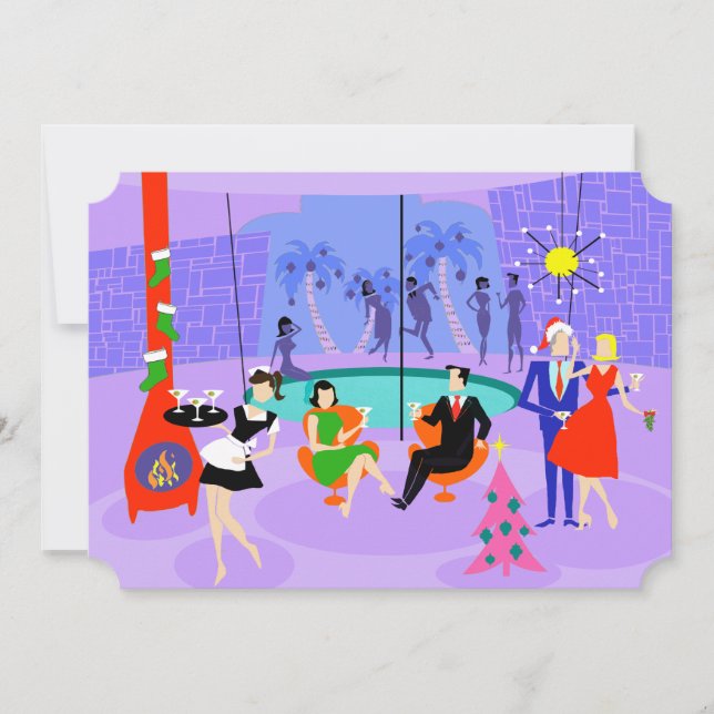 Invitations de Noël Tropical Retro (Devant)