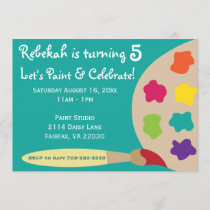 Invitations de palette de partie d'art - Teal