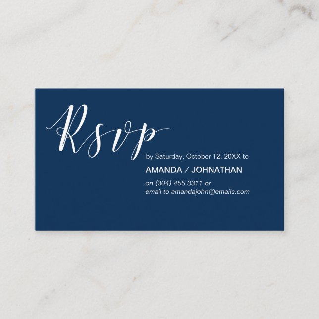 Invitations de parti RSVP, Moderne Elegant Marine  (Devant)