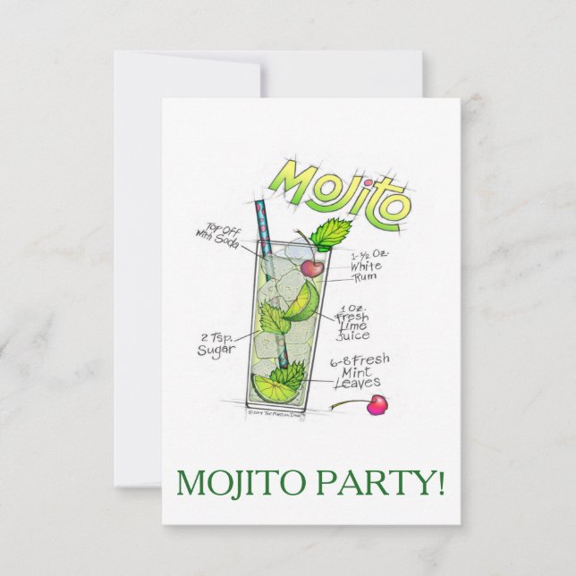INVITATIONS DE PARTIE - ART DE COCKTAIL DE RECETTE (Devant)