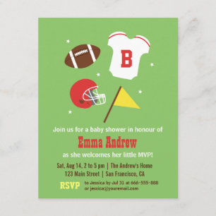 Invitations de partie de baby shower de football
