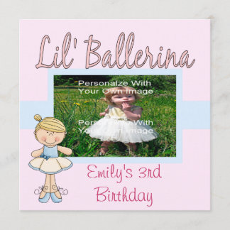 Invitations de partie de ballerine de Lil/bleu et