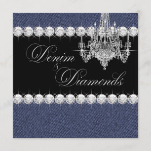 Invitations de partie de denim et de diamant