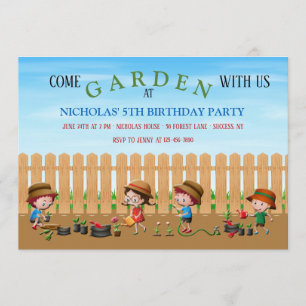 Invitations de partie de jardinage de l'enfant