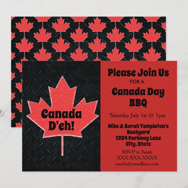Invitations de partie de jour du Canada (Devant / Derrière)