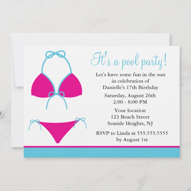 Invitations de partie de maillot de bain (Devant)