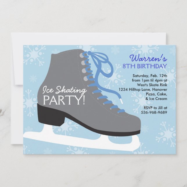 Invitations de partie de patinage de glace pour (Devant)