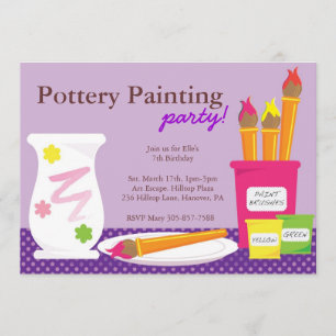 Invitations de partie de peinture de poterie
