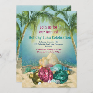Invitations de partie de plage de Luau de vacances