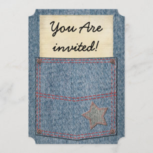 Invitations de partie de poche de blues-jean