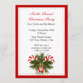 Invitations de partie de sucre de canne de Noël