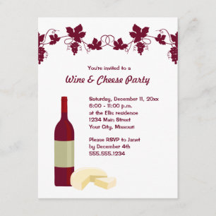 Invitations de partie de vin et de fromage