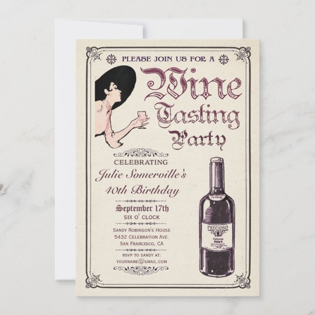Invitations de partie d'échantillon de vin (v.1) (Devant)
