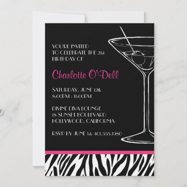 Invitations de partie d'impression de zèbre (Devant)