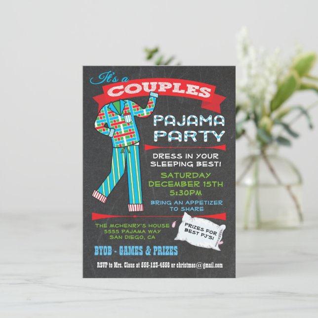 Invitations de parties de pyjama de Couples en tab (Debout devant)