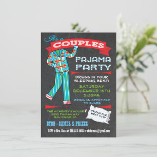 Invitations de parties de pyjama de Couples en tab