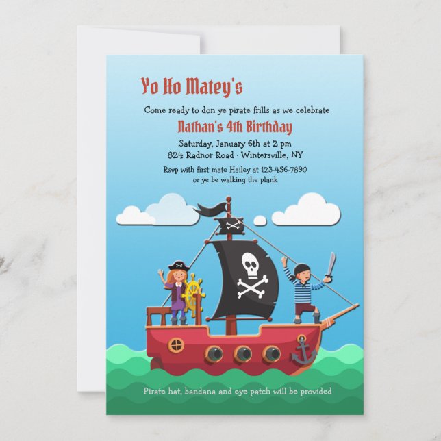 Invitations de parties pirates (Devant)