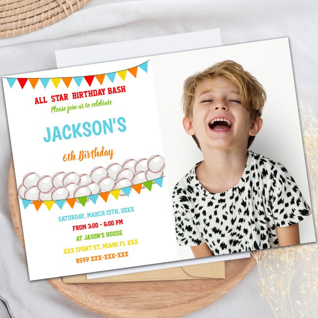 Invitations de parties sportives personnalisables  (Baseballs Invitations with photo)