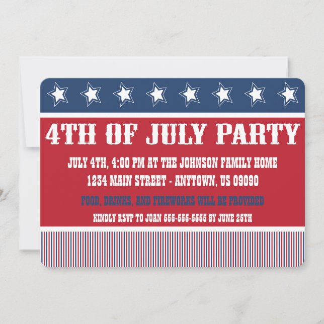 Invitations de partis 4 juillet rustiques (Devant)