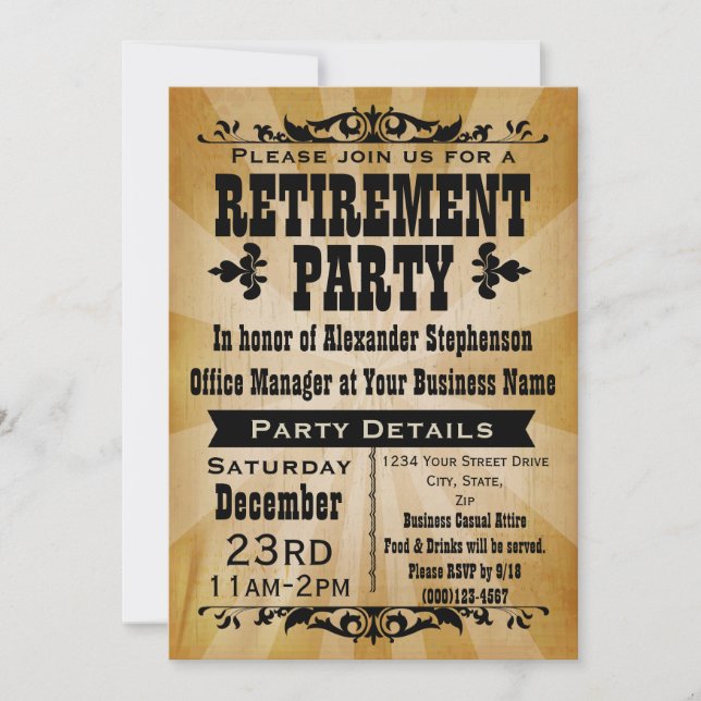 Invitations de pays tiers Vintage personnalisables (Devant)