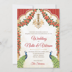 Invitations de Peacock indien et cartes mariages h