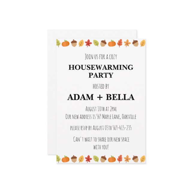 invitations de pendaison de crémaillère d'automne (Devant/Arrière en situation)