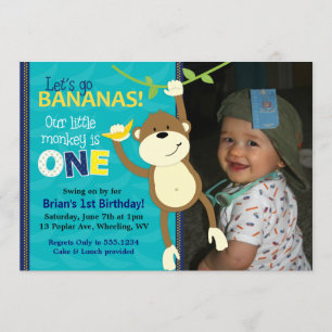 Invitations de photo d'anniversaire de bananes de
