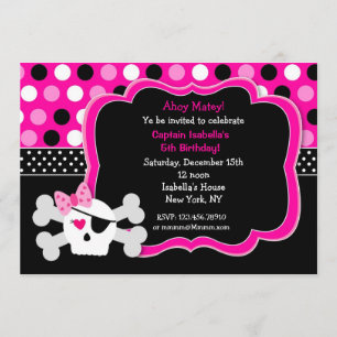 Invitations de Pirate Princess Skull