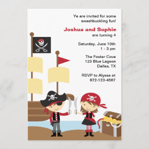 Invitations de pirates de garçons et de filles