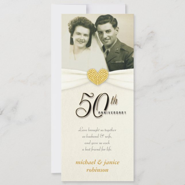 Invitations de poche factices pour le 50e annivers (Devant)
