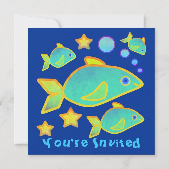 Invitations de poissons heureuses (Devant)