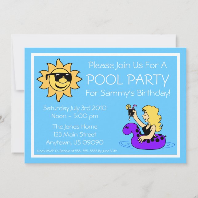 Invitations de Pool Party (Female Purple Innertube (Devant)