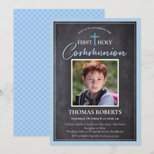 Invitations de première communion   Photo Croix bl
