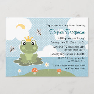Invitations de prince baby shower de grenouille